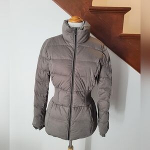 BCBGMaxazria Women's Down Puffer Jacket Mock Neck Cinched Waist Warm Winter Coat